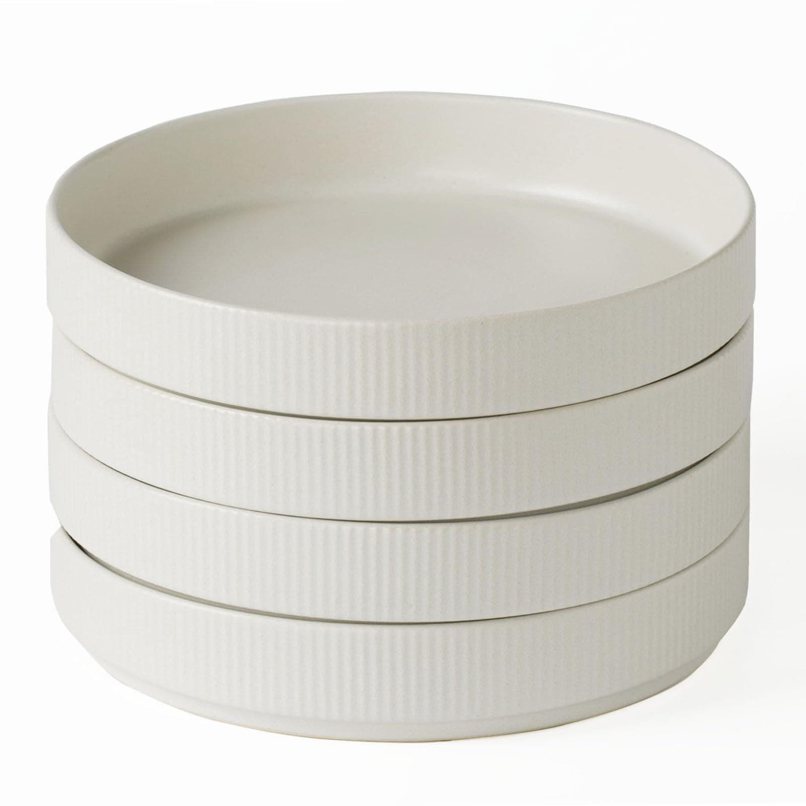 famiware Star 7.5インチ パスタボウルセット サラダボウル 4個セット 二重反応釉薬 積み重ね可能 友人への新築祝い、感謝祭、クリスマス、マットホワイト