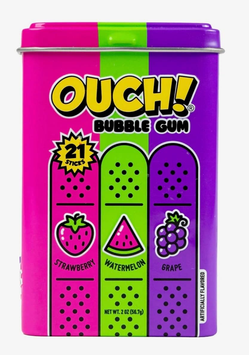 OUCH! Bubble Gum | 21 Sticks of Stawberry + Watermelon + Grape | Brought To You By Iconic Candy