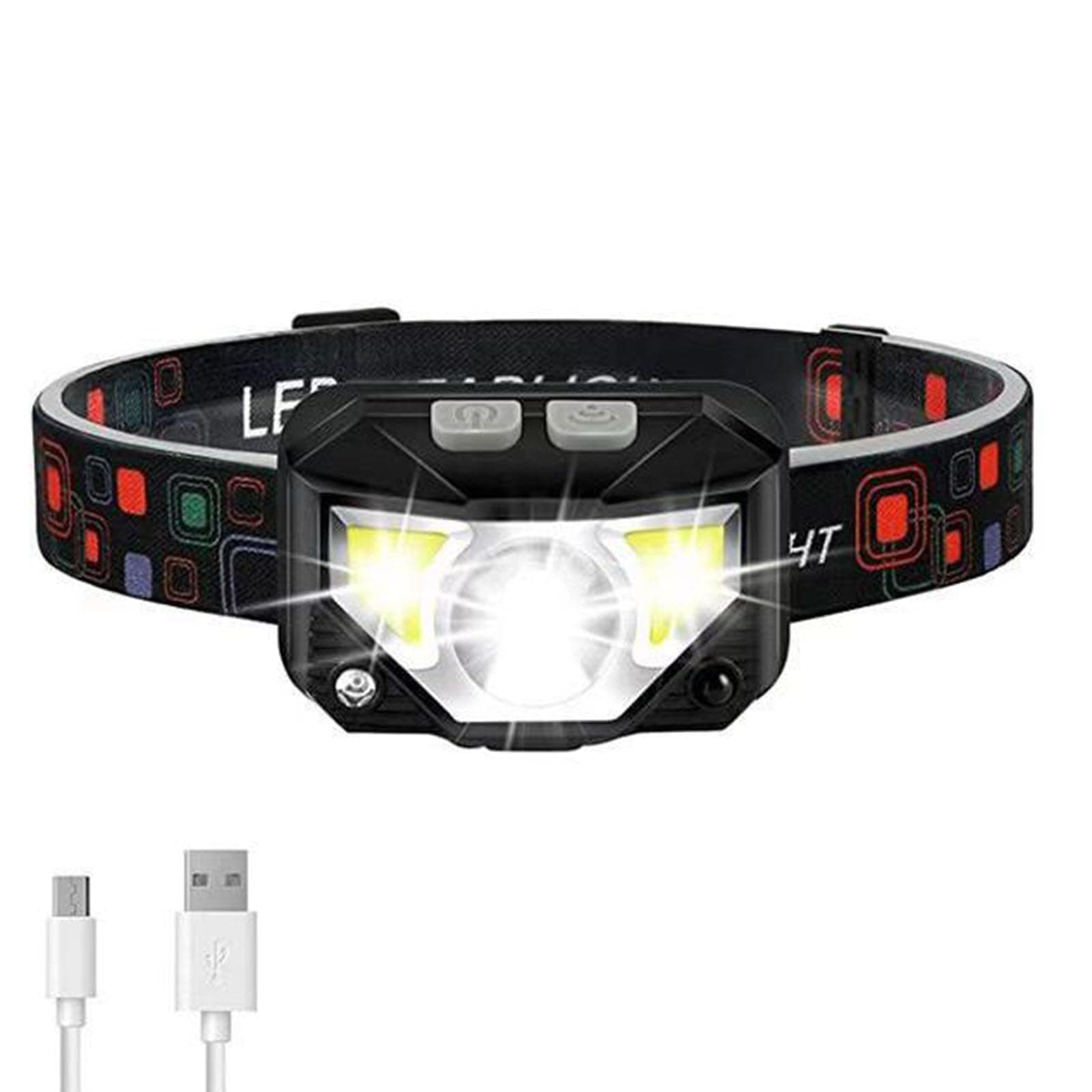 PaporichHeadlamp Flashlight, Ultra-Light Bright LED Rechargeable Headlight with White Red Light, Waterproof Motion Sensor Head Lamp, 6 Mode for Outdoor Camping Running Cycling Fishing