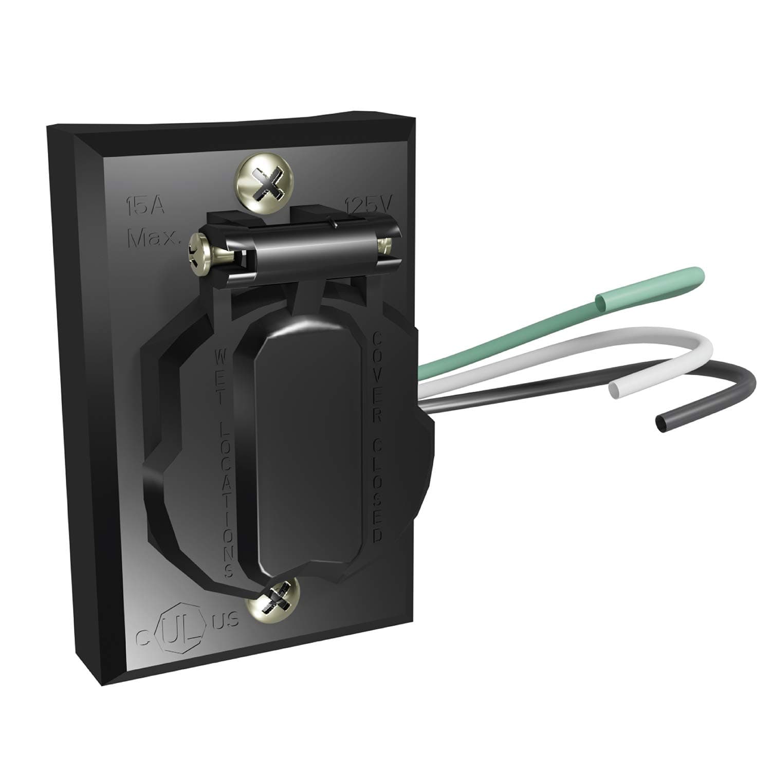 Solus SCO-338 120V Grounded Outdoor Convenience Outlet for Lamp Posts & Poles, UL Listed, Weather-Resistant with Protective Cover (Black, Single)