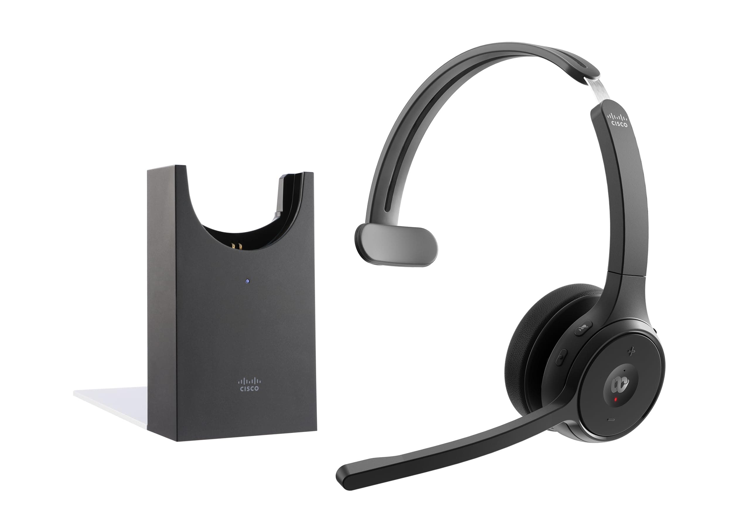 Cisco Headset 721, Wireless Single On-Ear Bluetooth Headphones, Webex Button, USB-A HD Bluetooth Adapter, Soft Case, Charging Stand, Carbon Black, 2-Year Limited Liability Warranty(HS-WL-721-BUNAS-C)