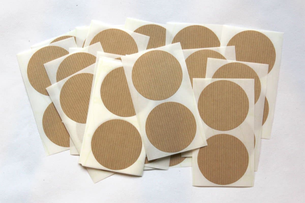 50 Light Brown Round Stickers - Sticky Coloured Self Adhesive Labels for Colour Coding