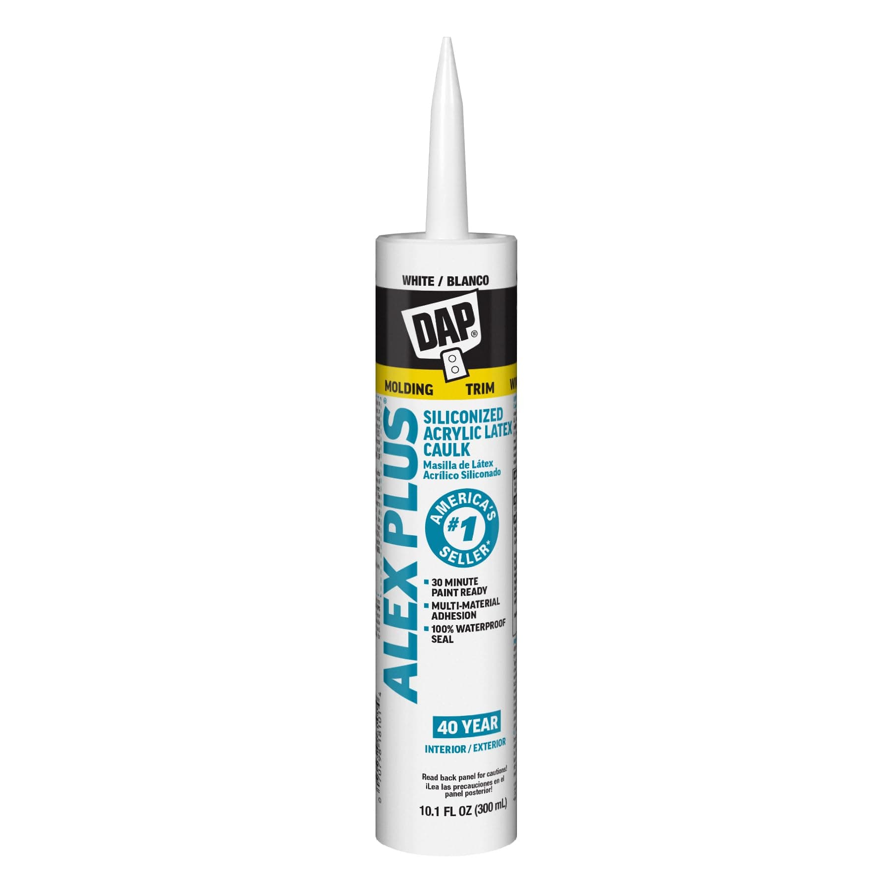 DAP Alex Plus Acrylic Latex Caulk, White, 10.1 Oz (7079818152)