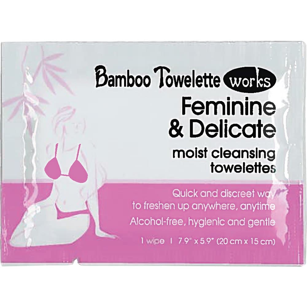Bamboo Towelette Works 140523 Feminine and Delicate Moist Cleansing Towelettes, 50 Count