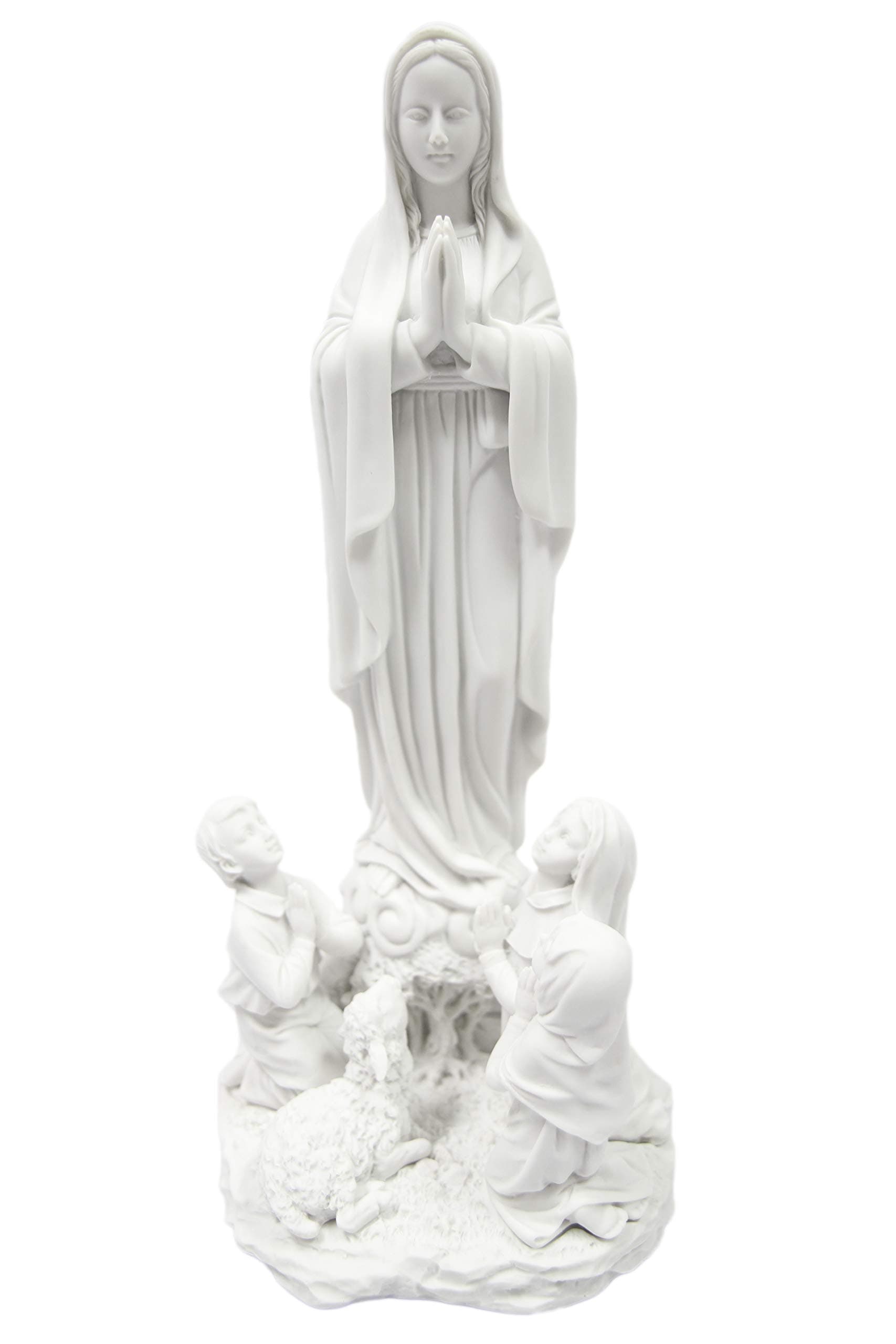 11.5" Our Lady of Fatima Pilgrim with Children Virgin Mary Blessed Mother Statue Sculpture Made in Italy