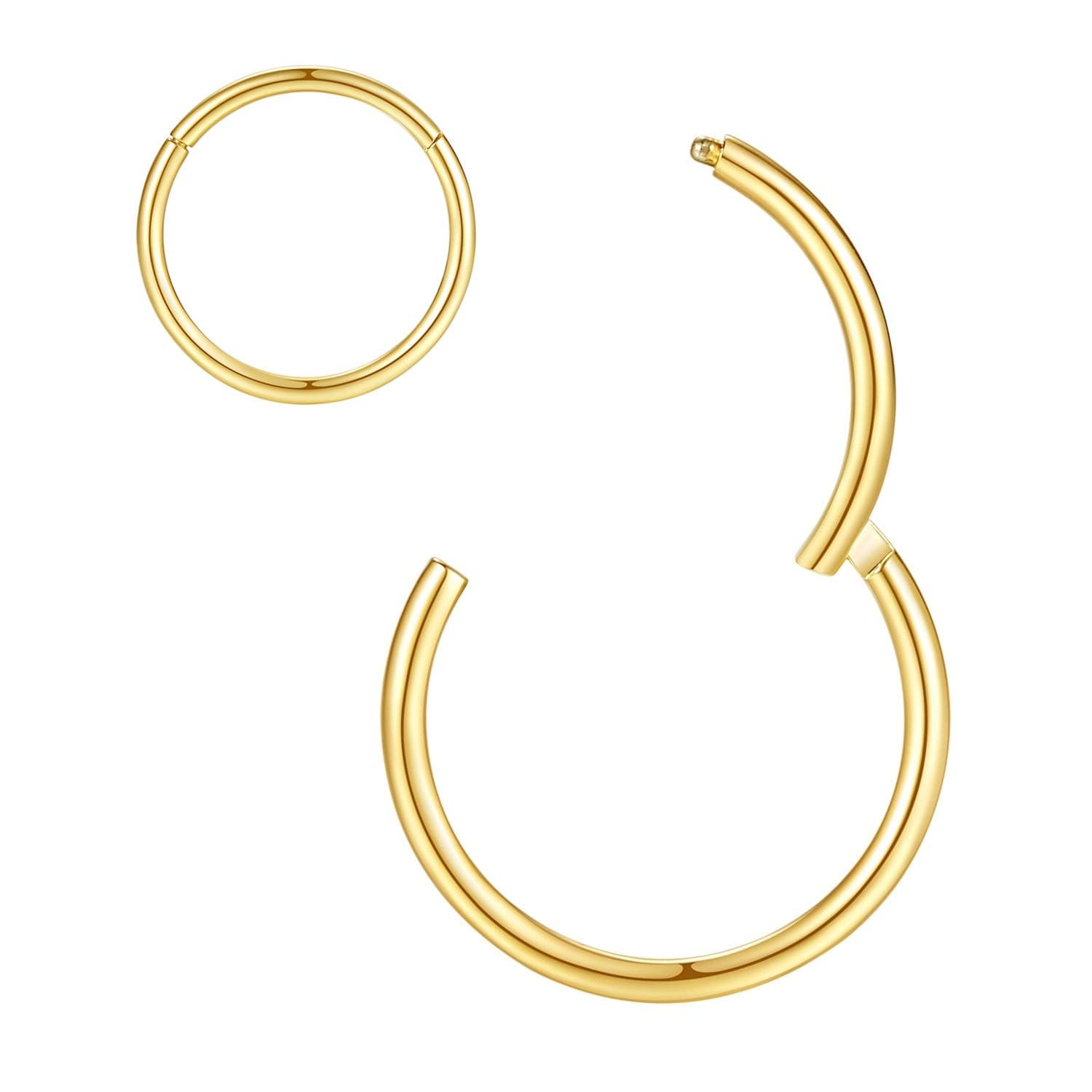 ORANGELOVE Hypoallergenic Nose Rings 20G 18G 16G 14G 12G 10G 8G 316l Surgical Steel Septum Jewelry Hinged Segment Ring Body Piercing Nose Hoop Lip Rings Nose Helix Cartilage Rook Earrings