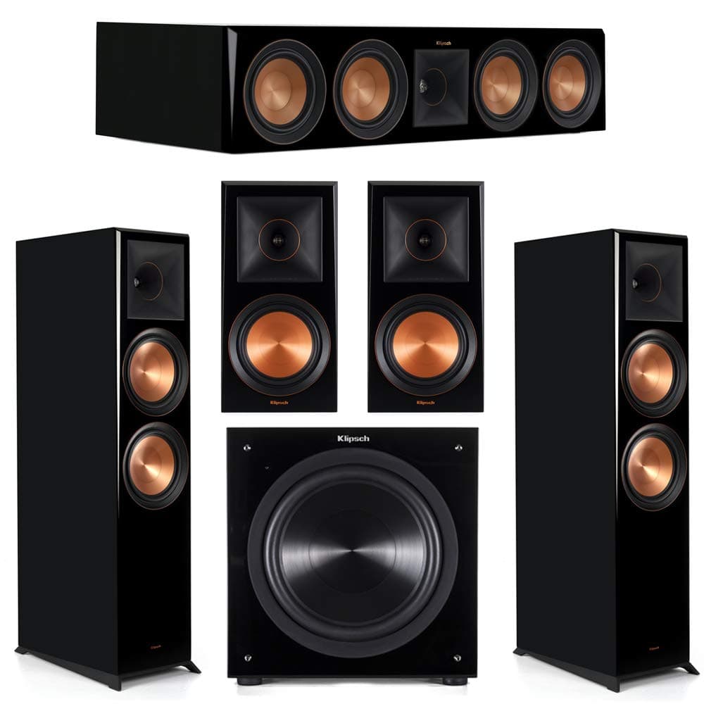 Klipsch 5.1 Piano Black System with 2 RP8000F, 1 RP504C, 2 RP600M, 1 C310ASWI