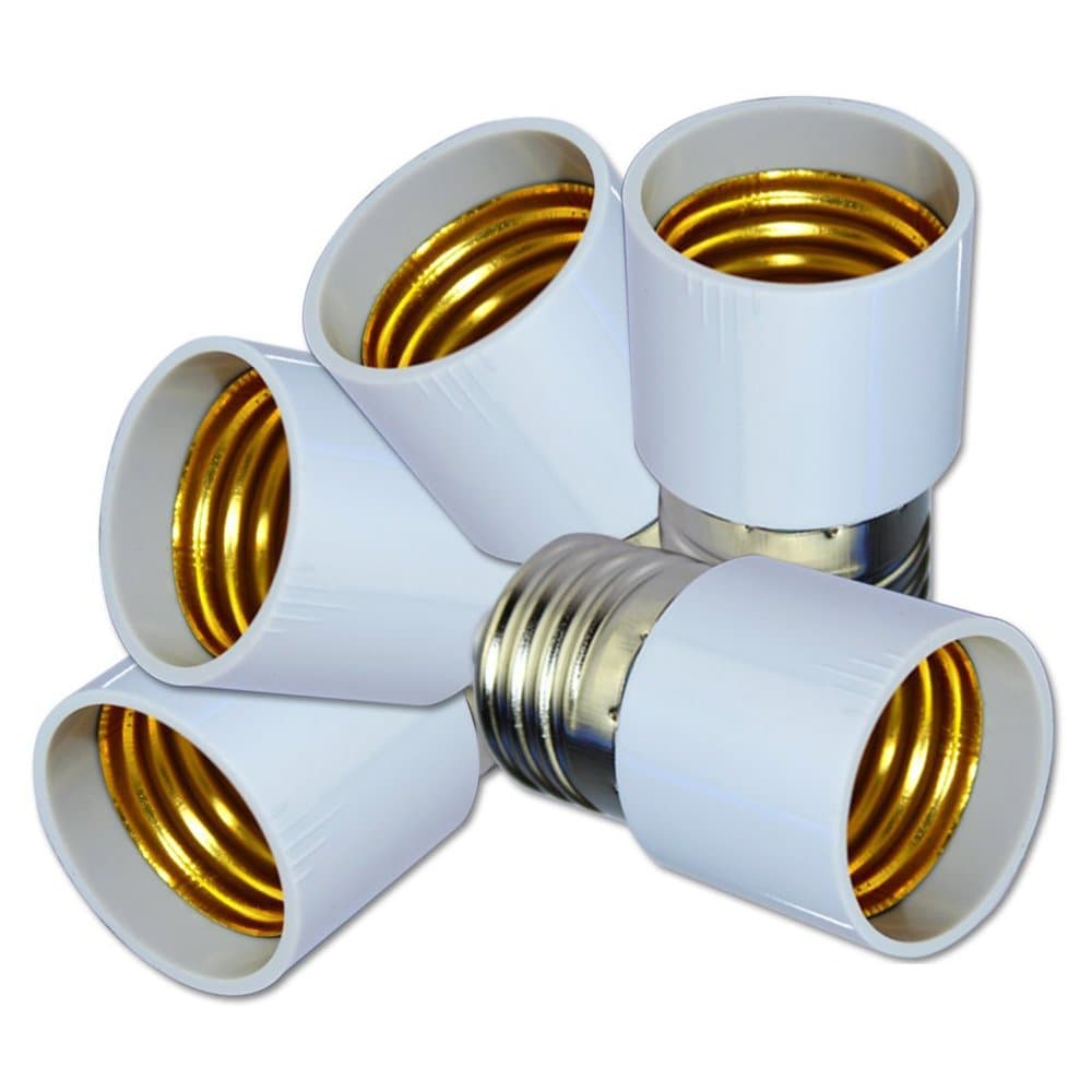 ZITRADES(TM 5PCS/Lot E27 Male to E27 Female Bulb Holder Silver Tone White Adapter Extender