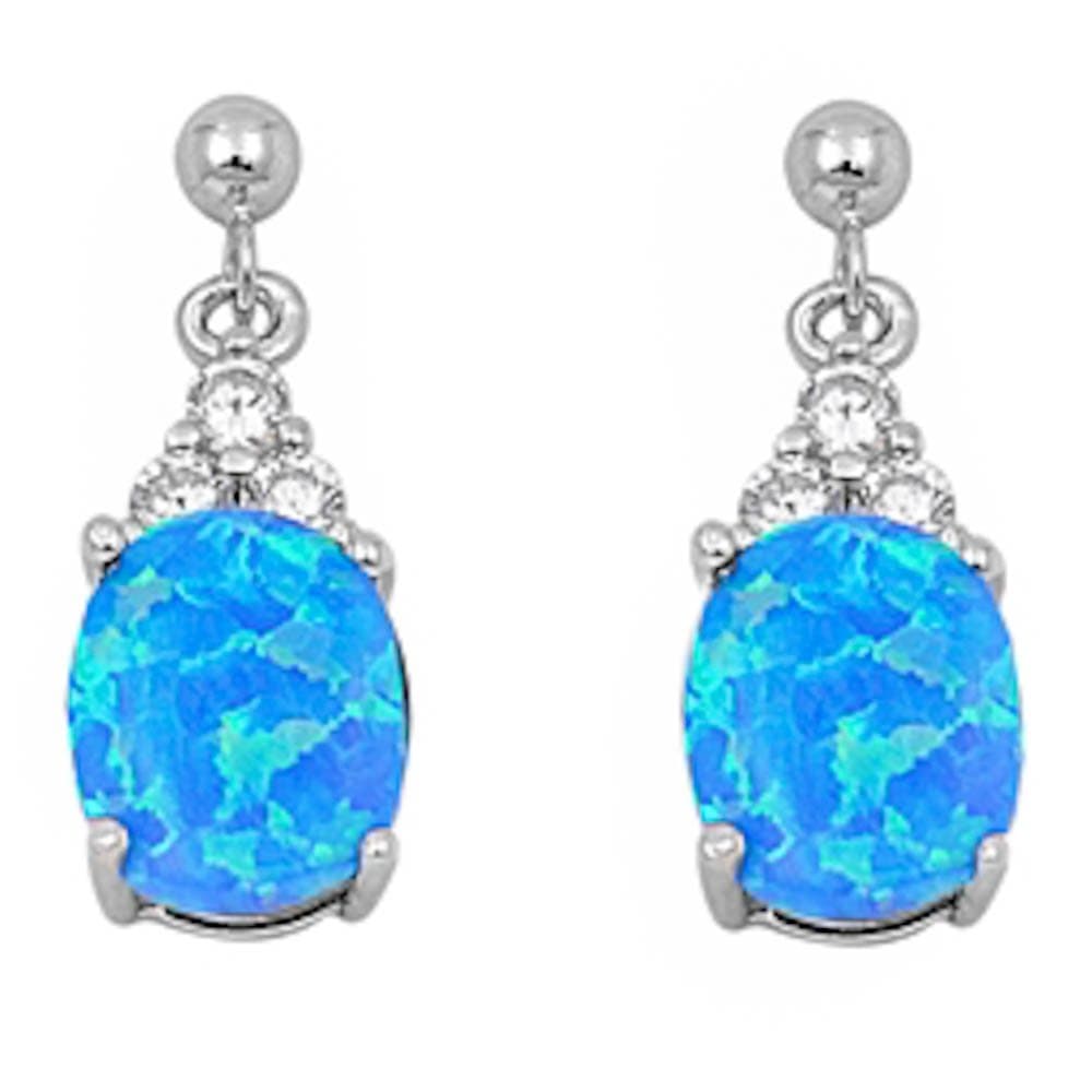 Sterling Silver Dangling Simulated Gemstone & Cubic Zirconia Earrings Birthstone Colors Available!