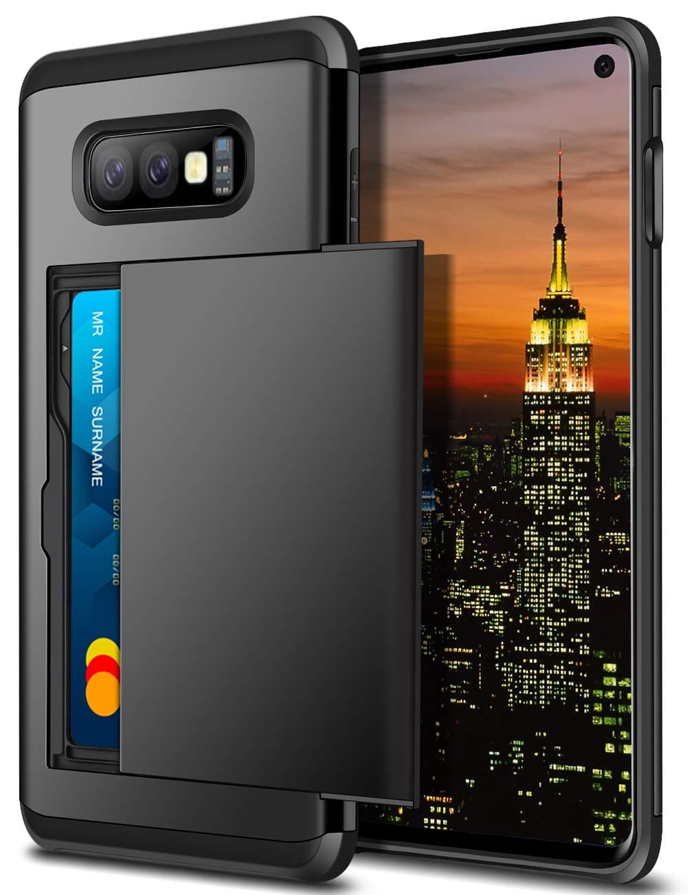 Coolden for Samsung S10e Case Wallet Shockproof Heavy Duty Protective Hard Back Rubber Bumper Phone Case Card Holder Slot Wallet Cover for Samsung Galaxy S10e (Black)