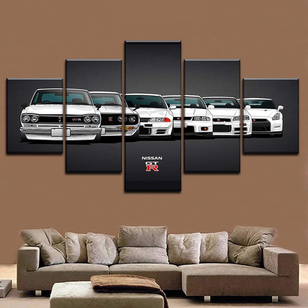 Canvas Painting HD Print Modular Artwork Modern 5 Pieces Nissa Skyline Gtr Car Pictures Home Decorative Wall Art Unique Poster,B,30x40x230x60x230x80x1