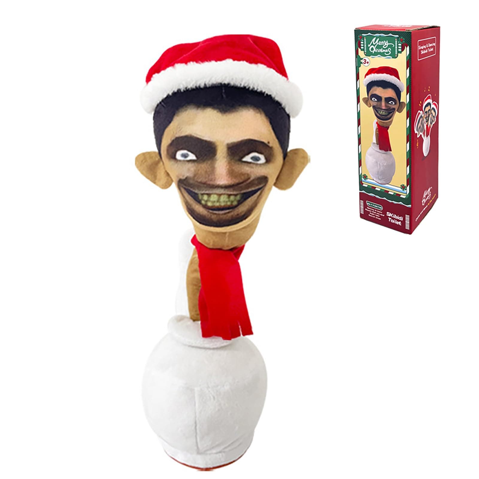 GUUIESMU Skibidi Plush - Singing Toilet Character Toy with Dancing, Colorful Lights & Music - Multifunctional Electric Plush Interactive Gift for Kids (A)