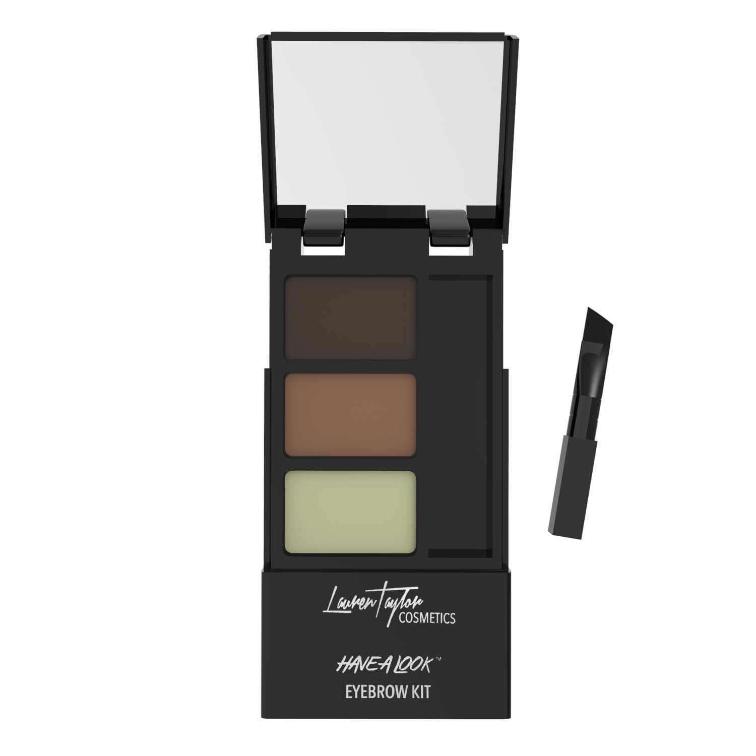 Eyebrow Kit By Lauren Taylor Cosmetics - A Long Lasting Double Powder Palette With Wax, Brush & Mirror. Color Shading Is Light & Dark Brown. Create Perfect Eyebrows With Our Best Brow Shadow Makeup!