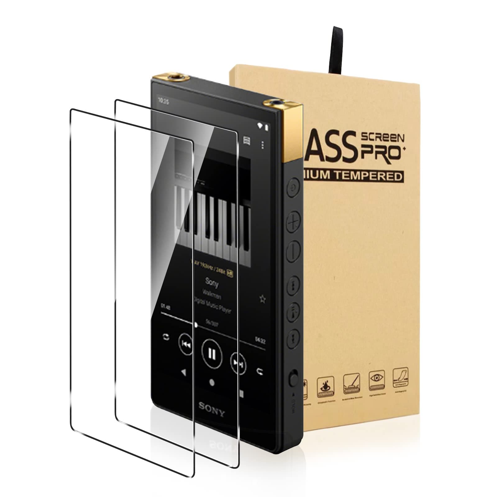9H Scratch-Resistant Premium Front LCD Screen Protector Protector for Sony Walkman NW-ZX700 NW-ZX706 NW-ZX707 (2 pieces)