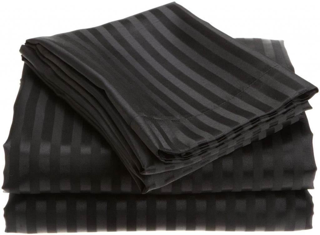 ROYAL ELEGANCE Full Size 4PC Stripe Sheet Set, Black