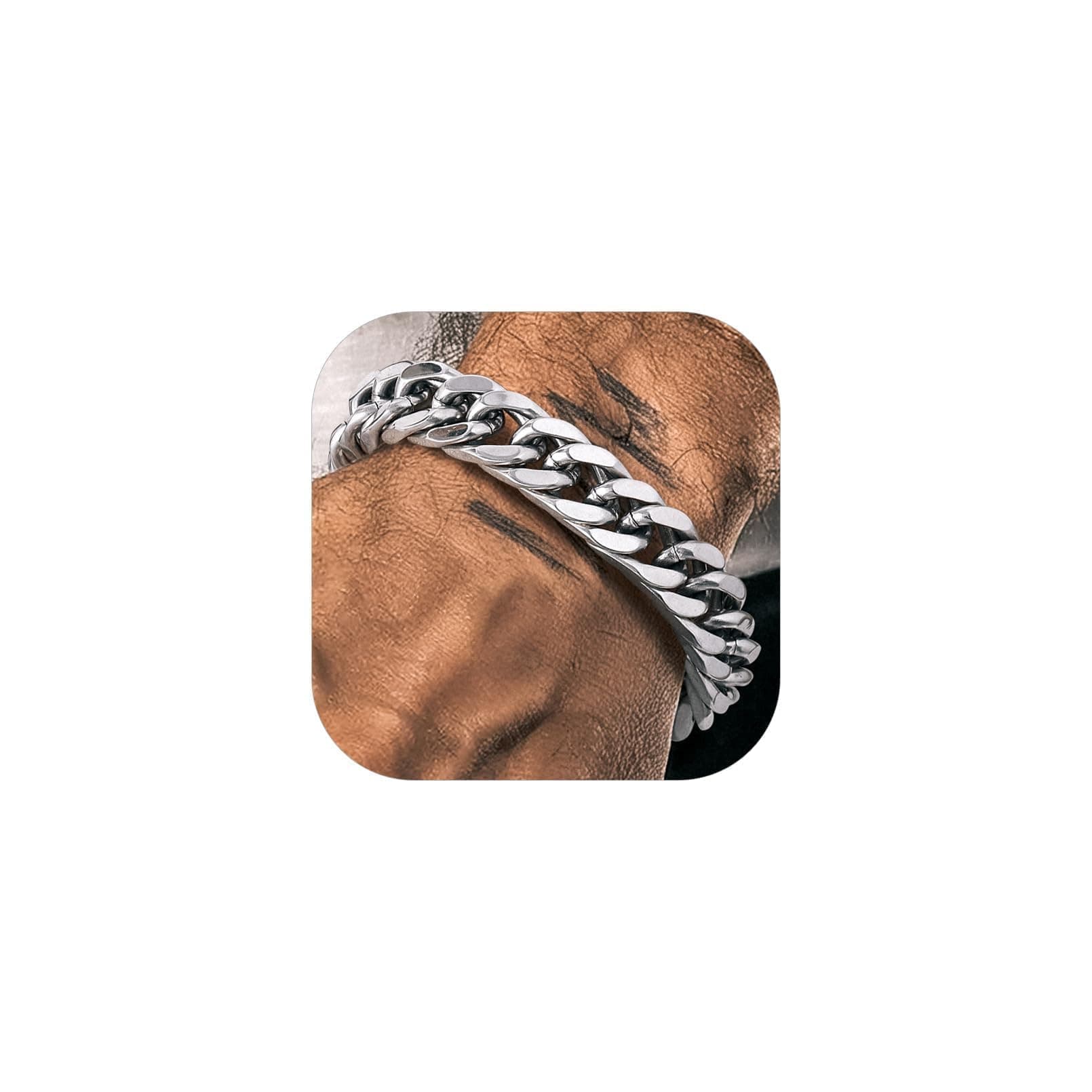 Mens Cuban Link Bracelets, Silver/Black/14K Gold Plated Stainless Steel Bracelet for Men 8/12/17mm Width, 7.4/8.2/9 Inch Length Chain Wrist Bracelets With Gifts Box