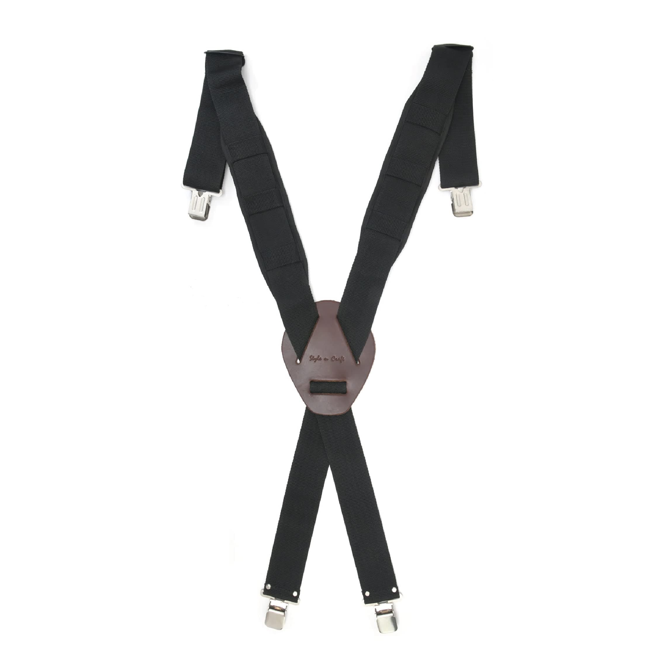 Style N Craft 2” Wide Padded Work Suspenders with Metal Clips, Heavy-Duty Suspenders for Men and Women, Nylon Web Belt Straps, Adjustable to Fit Most Sizes, Black (95013)
