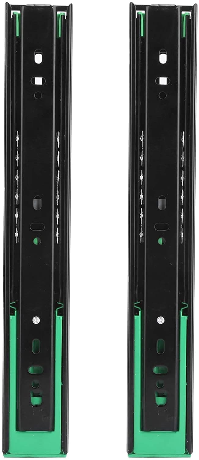 Heavy Duty Drawer Runners 3-Section Full Extension Soft Close Ball Bearing Metal Cabinet Drawer Slides Bed Drawer Runners (Color : Black, Size : 30cm)