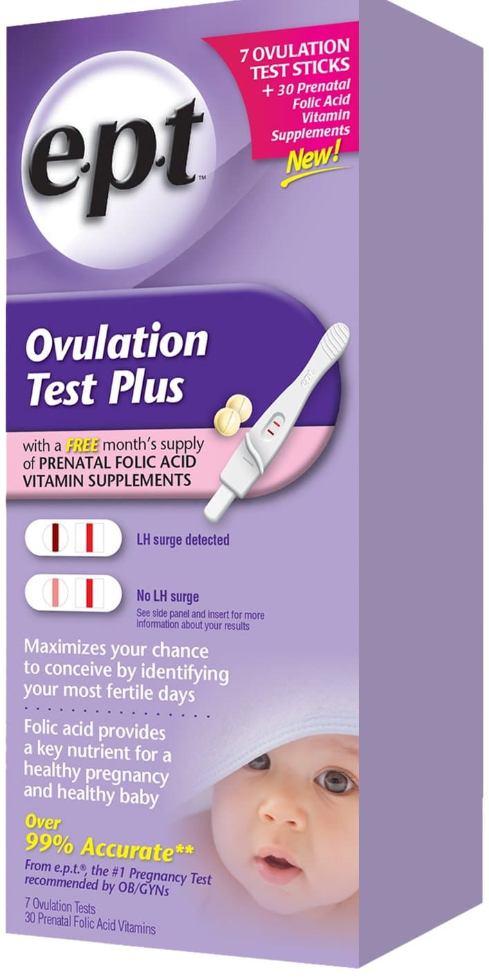 E.p.t. Ovulation Test, 7 Count, Plus Folic Acid, 30 Count.