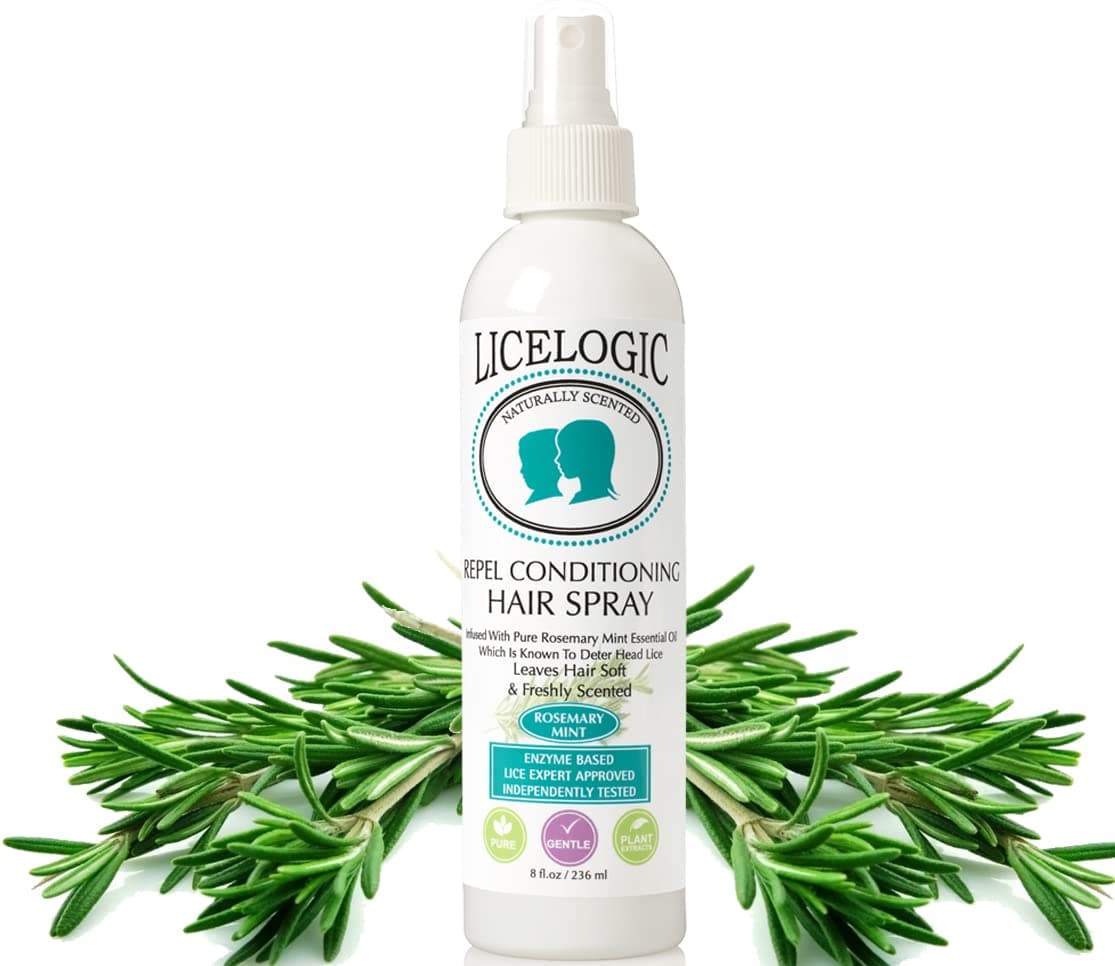LiceLogic Natural Lice Prevention Hair Spray, Repels Super Lice, 8 oz - Mint - Non Toxic Ingredients, With Natural Plant Based Enzymes And Essential Oil, No Pesticides, Parabens, or Phthalates