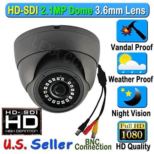 HD SDI SONY 2.1MP CMOS Sensor 1080P Starvis Dome 3.6mm Wide Lens Angle Vandal Weather Proof SMT LED IR Night Vision BNC Connection Outdoor CCTV Camera 2.1 Megapixel Black Color