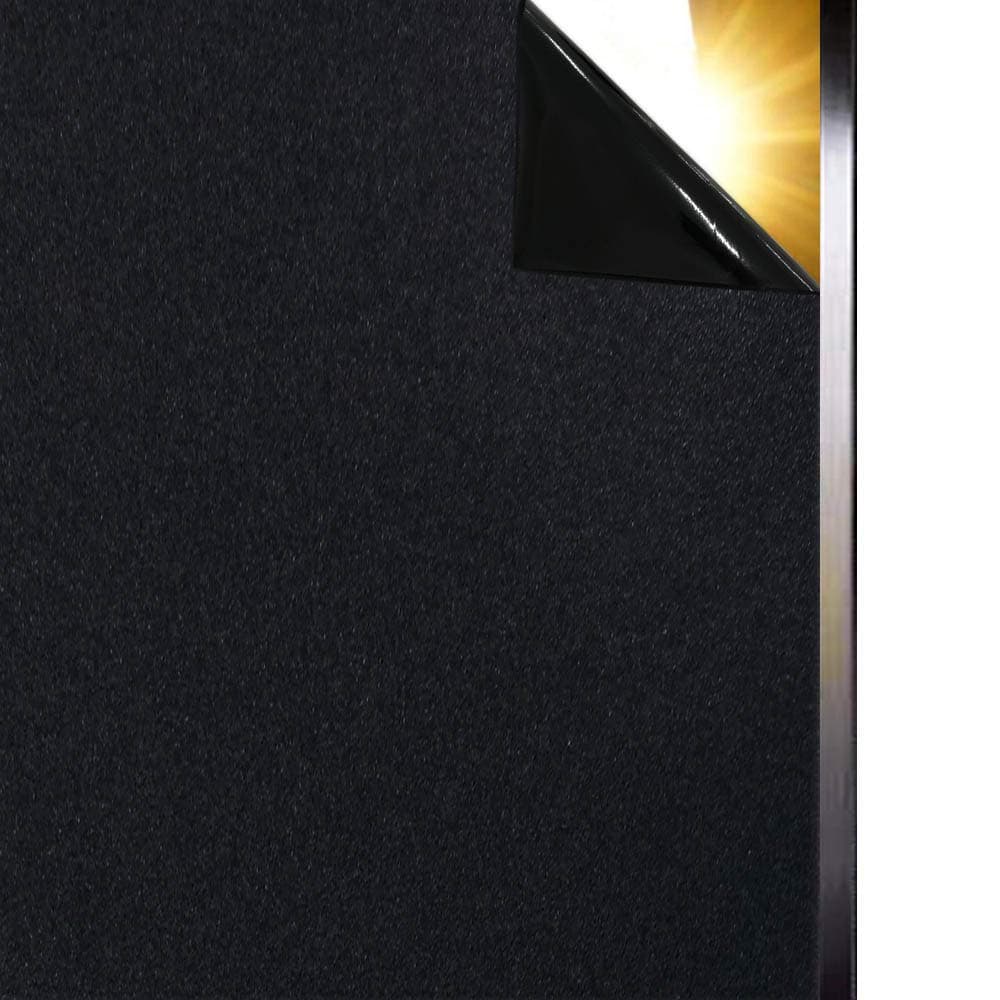 Qualsen Total Blackout Privacy Film, 100% Light Blocking Room Darkening Window Tint, No Glue Window Cover for Home Office (17.4x78.7inch/44.3x200cm)ClimatePartner certified