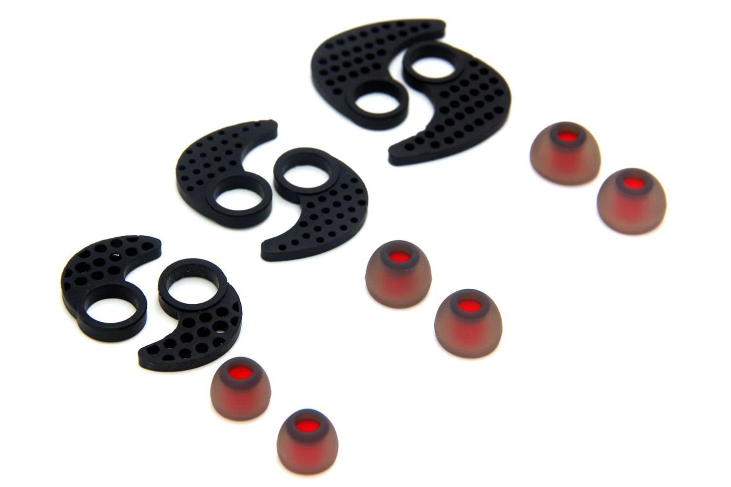 Weijin 3 Pairs (S, M, L) Replacement Eartips Ear Fins Earhooks Ear Cushions For JayBird BlueBuds X, X2 Mpow Bluetooth Sport Headphones, Replacement Silicone Eartips Earbuds