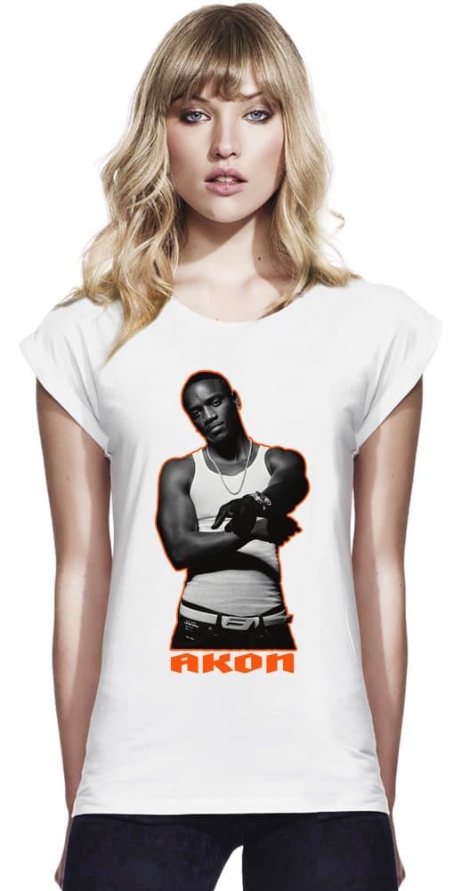 zeus apparel Akon Photo Portrait Womens Continental Rolled Sleeve T-Shirt