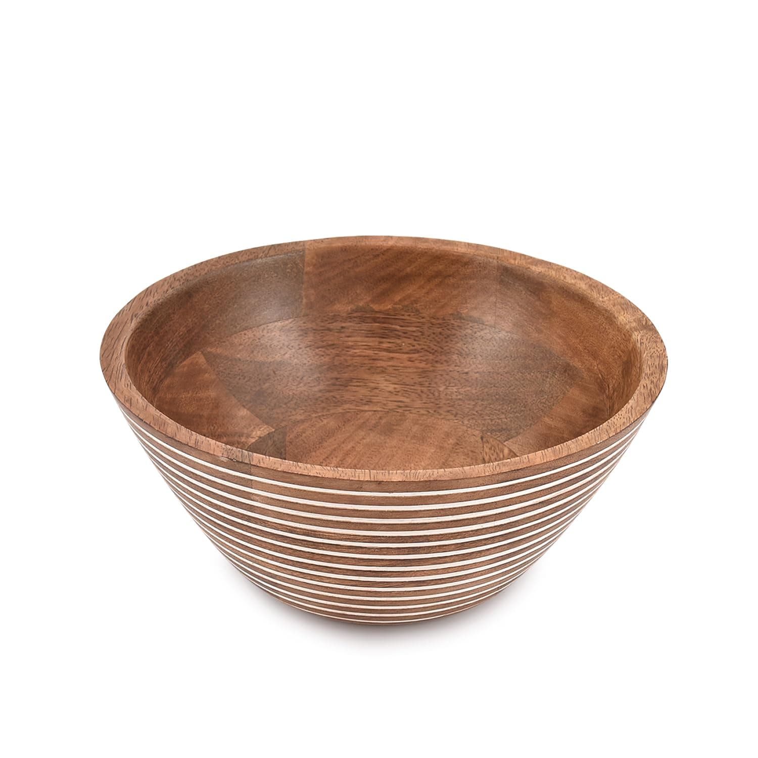 Indus Lifespace Decorative Bowl Mango Wood Decorative Round Bowl Decoration for Kitchen Counter or Farmhouse Centerpiece (22.86cm x 22.86cm x 10.16cm)