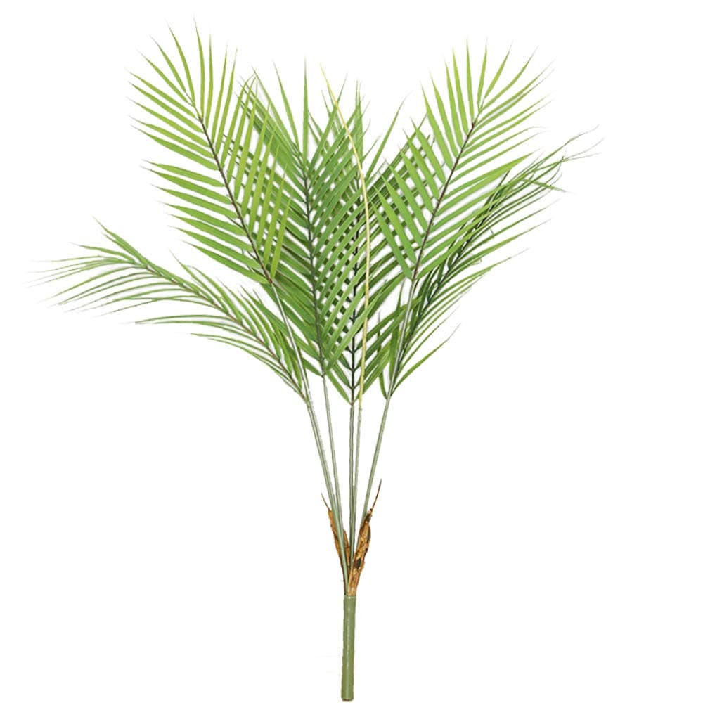 Artificial Tropical Palm Leaf Bush Artificial plant in Green 1 Pcs Plastic Areca Palm Plant 6 Leaves 29.5" Tall for Tropical Greenery Accent Floral Home Office Decoration