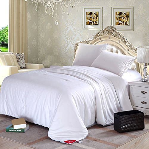 Silklover 100% Pure Top Grade Mulberry Silk Duvet Handmade in Sateen Cover Queen Size 90" 92" for Summer