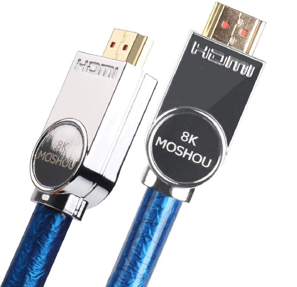 MOSHOU HDMI 2.1 Cable Ultra High Speed 4K@60HZ 8K@120Hz 48Gbps 4320P UHD HDR HDMI 2.1 Cord Compatible with LG OLED TV, Samsung QLED TV, Sony 4K HDR TV, Apple TV 4K, VIZIO, Roku HDMI Cable (3.3 Feet)