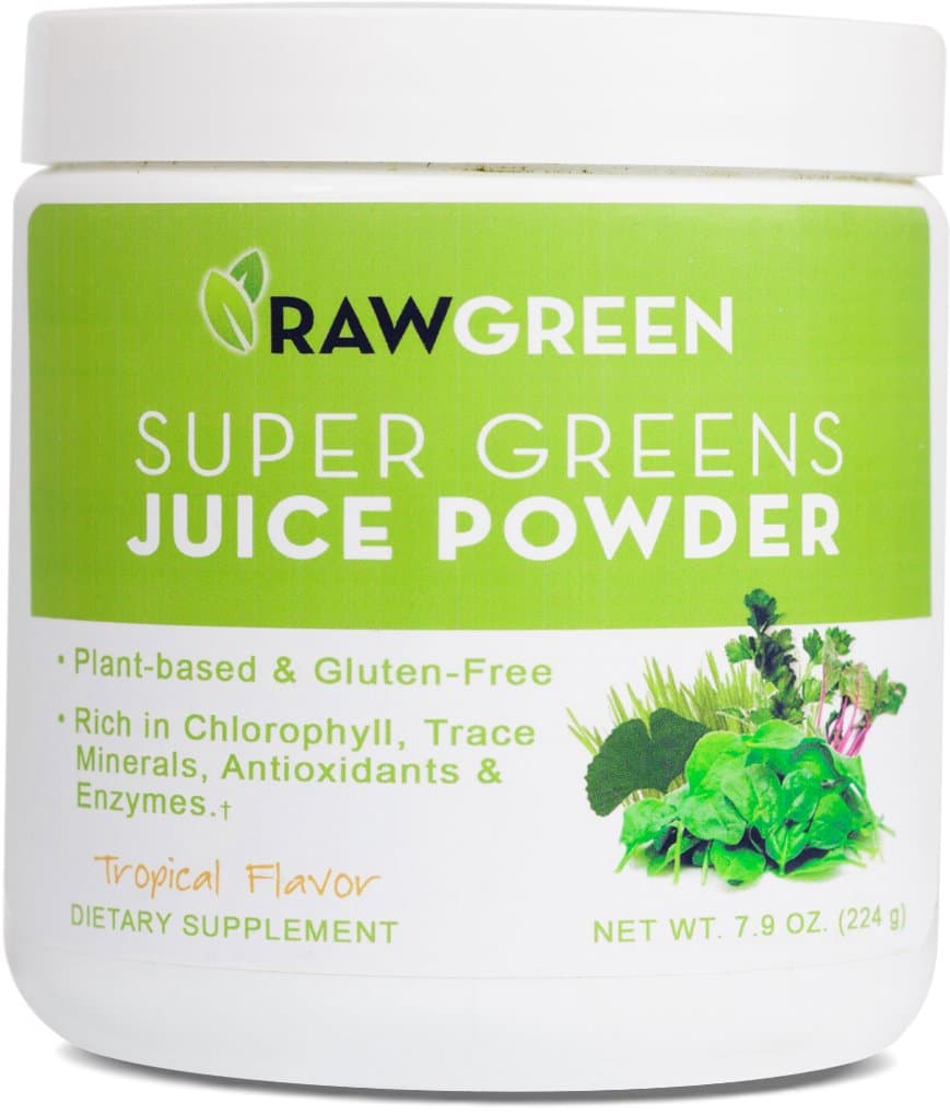 Super Greens Juice Powder - Tropical Flavor - Rich in Chlorophyll, Trace Minerals, Antioxidants & Enzymes - 7.9 oz. (224 Grams)