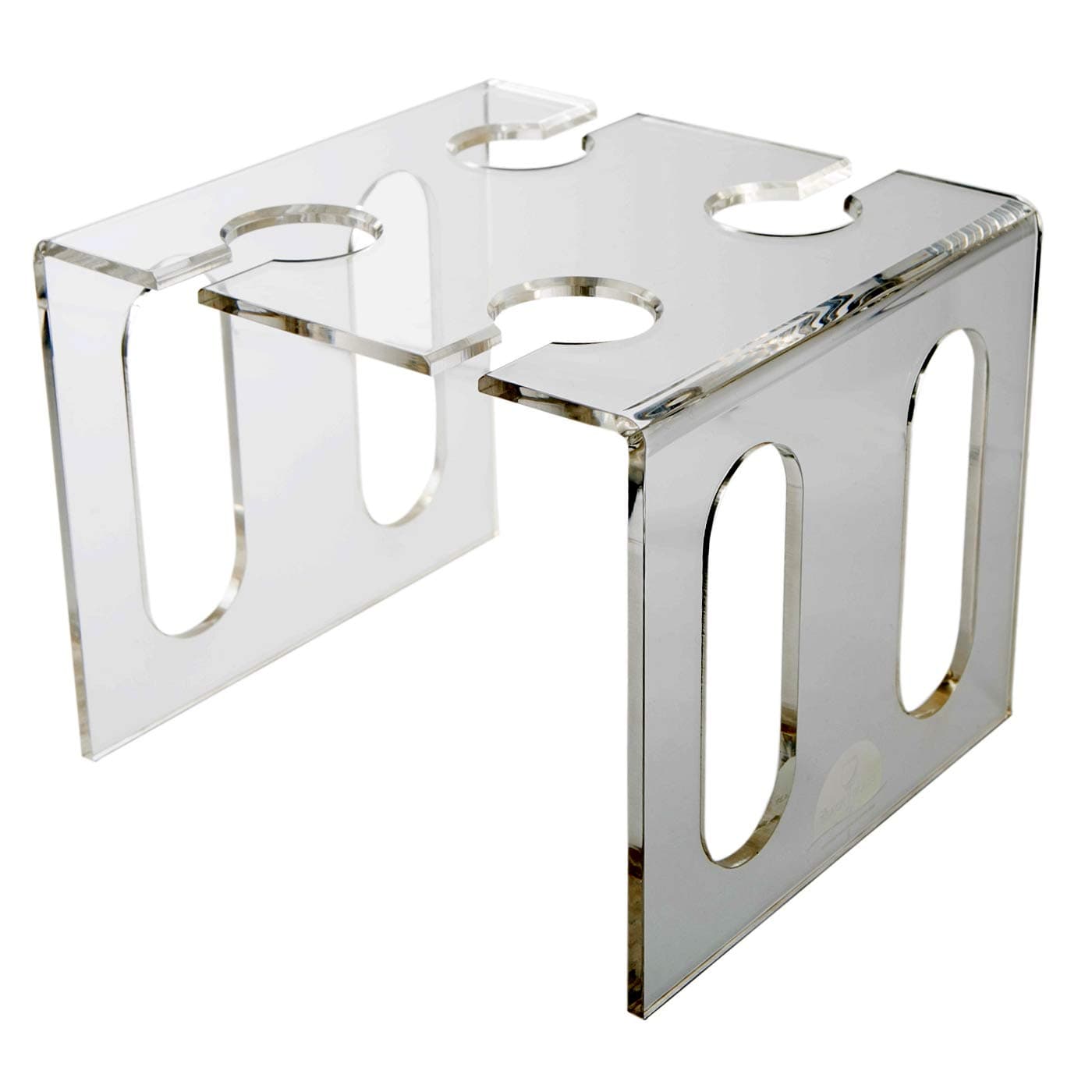 The Beach Glass - Modern, Clear, Acrylic Serving Tray for Stemmed Wine and Cocktail Drinking Glasses - Holds 4 GlassesNot Included