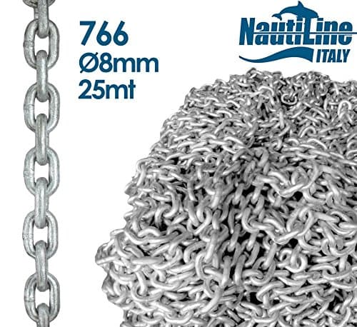 Calibrated galvanized steel anchor chain DIN 766 ISO Ø8mm 25mt