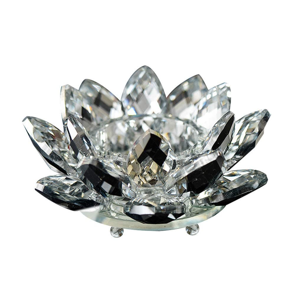 WankdLotus Crystal Candle Holder, Crystal Glass, Lotus Candle Holder, Flower Candle, tealight Holder, Crystal