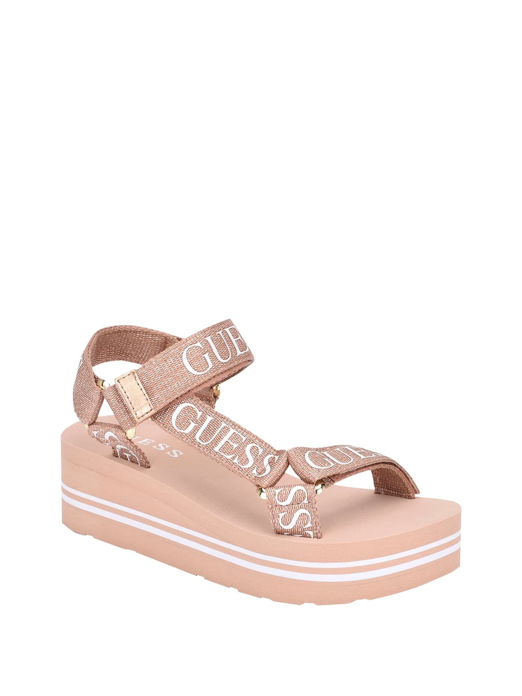GUESS Women's Avin Wedge Sandal, Rose Gold, 5 UK