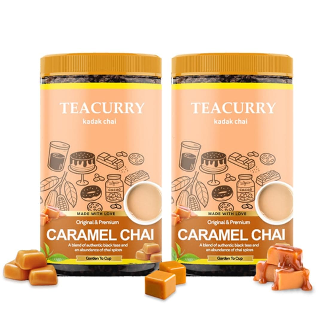 Caramel Chai (200 Grams, 100 Cups) - Caramel Chai for Digestion and Skin - 100% Natural Flavoured Tea | Refreshing & Tasteful Caramel Flavor Chai Tea