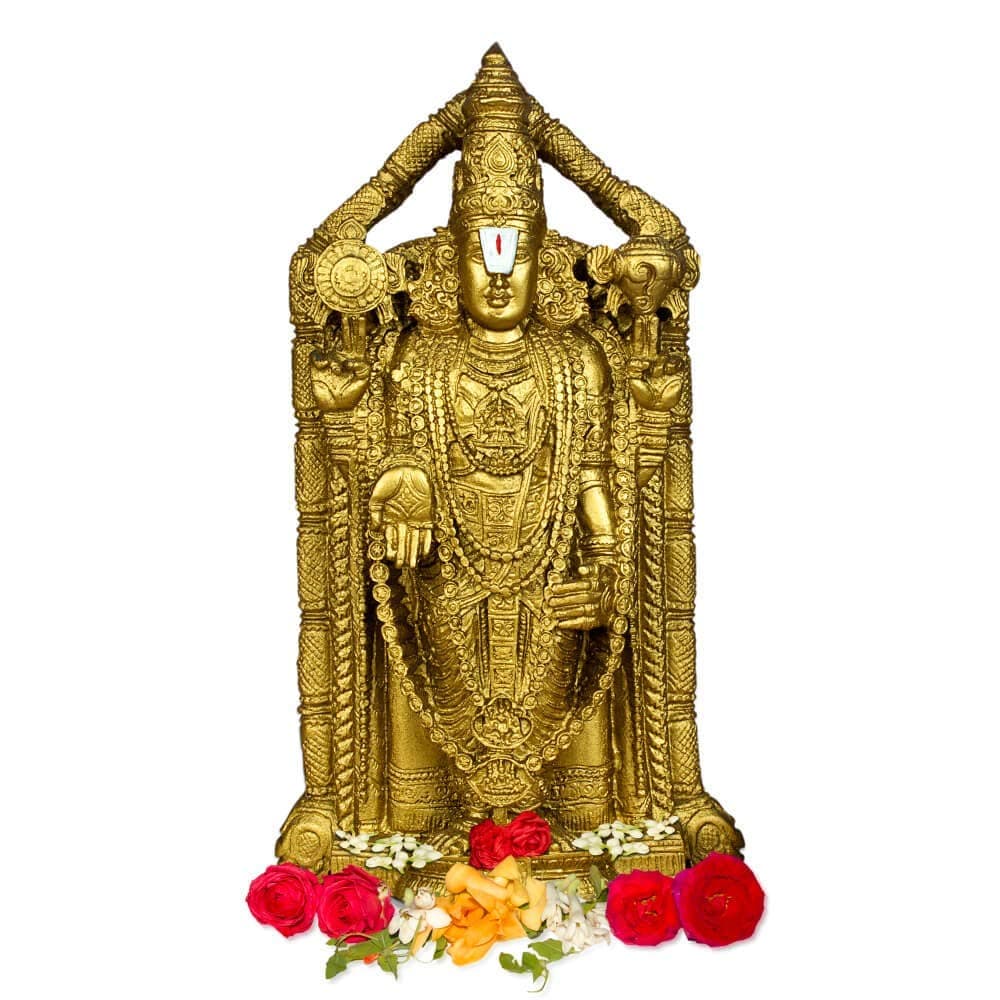 Shri Balaji Enterprises Marble Dust/Polyresin Shri Balaji Idol (Golden Yellow, 20 x 10 x 4 cm)