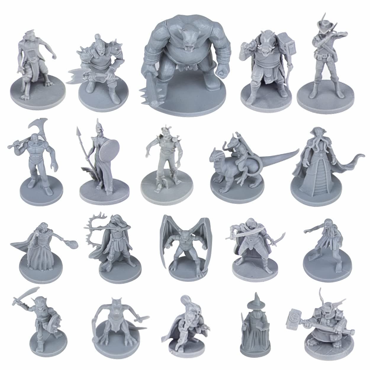 Path Gaming 20‑Piece Unpainted Miniatures Set – 28 mm Fantasy Heroes, Monsters & NPCs for Dungeons & Dragons & Pathfinder
