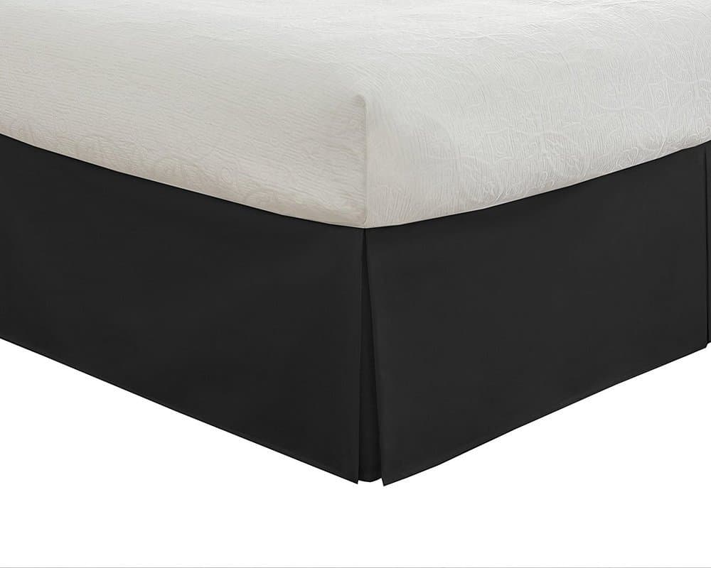 Hotel Quality 10" Drop Length 600TC 1PC Pleated Bed Skirt 100% Egyptian Cotton 600 Thread Count (King, Black Solid)