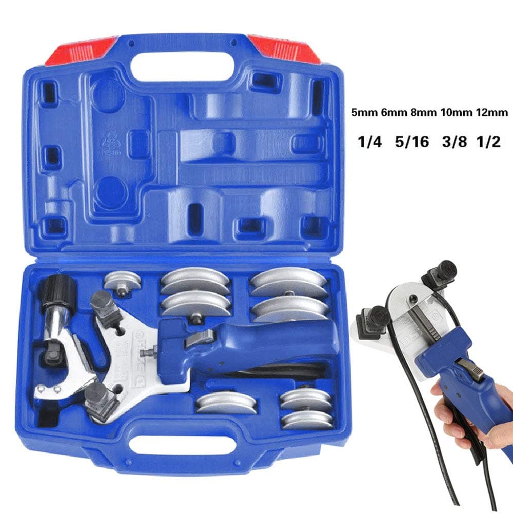 Mein LAY Tube Bender Set, Manual Tube Bending Tool Kit Copper Pipe Tubing Bender with 90 Indicator Feature Multi Size for 1/4, 5/16, 3/8, 1/2 Inch, 5, 6, 8, 10, 12mm Refrigeration Tools