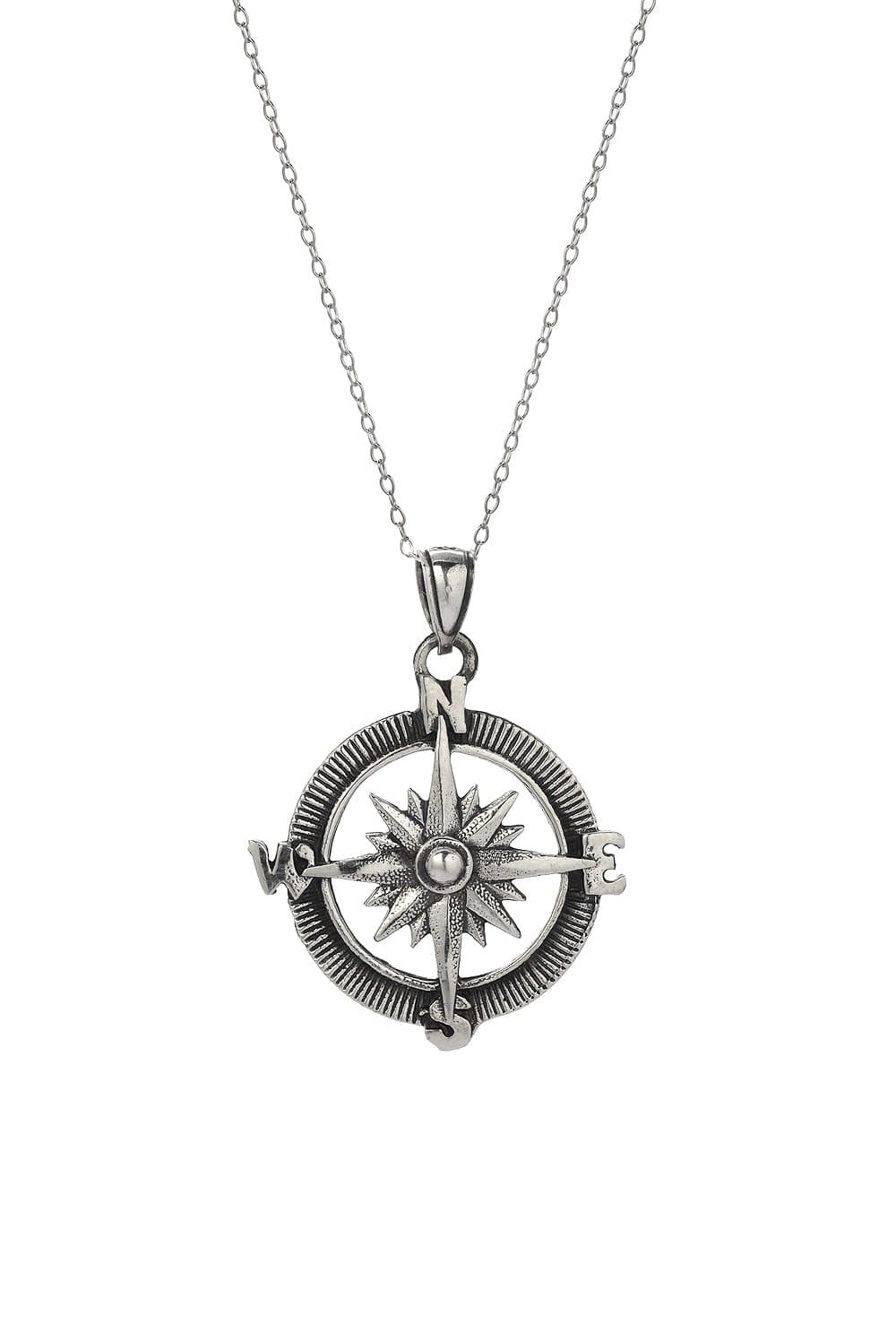 Silver AmericaSterling Silver Point The Way Compass Pendant Necklace, 18"