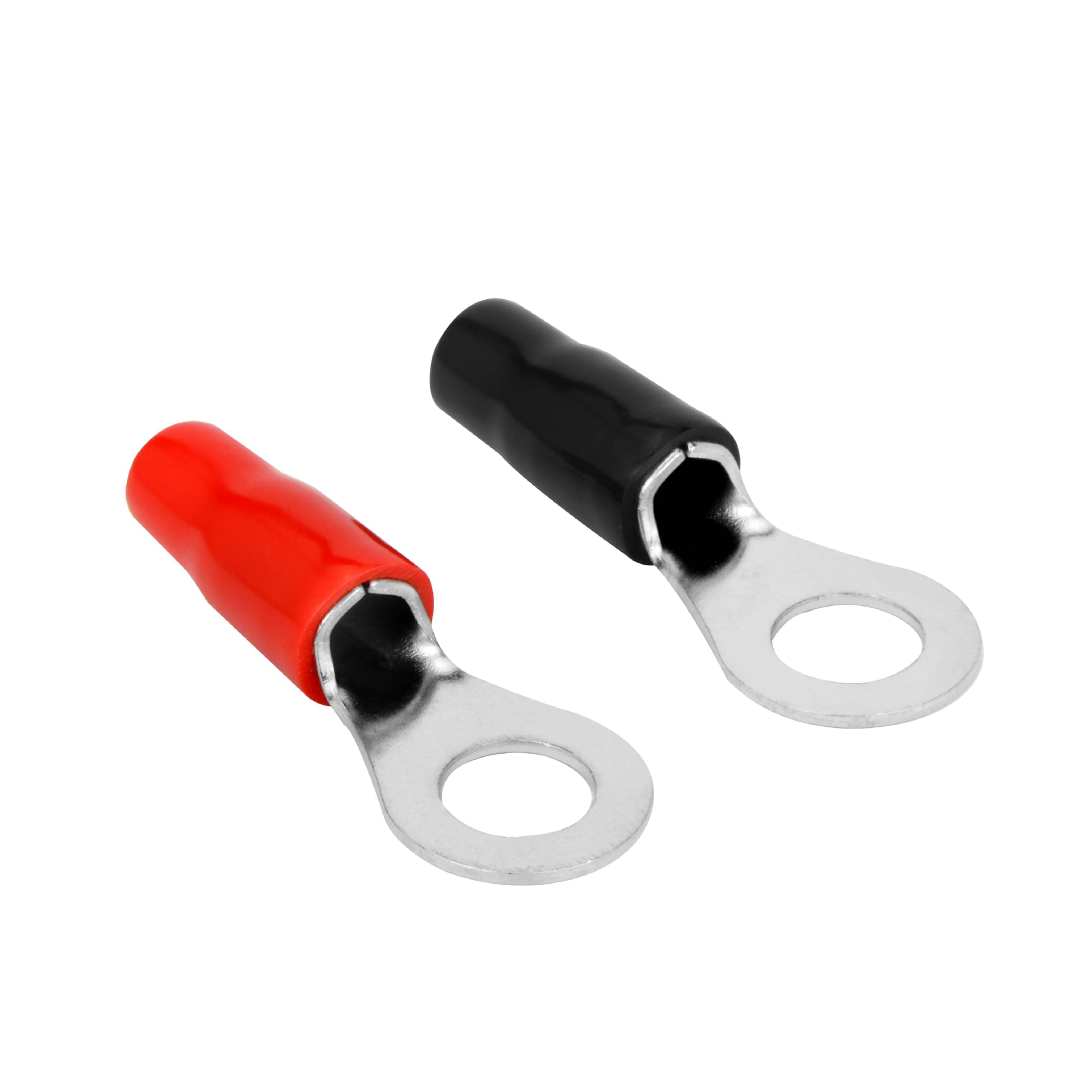 Conext Link RTB88-20 Copper Ring Terminals Insulated Wire Crimp Connectors for Car Audio with Red Black Boot 5/16" 8mm Stud hole 20 Pack (8 Gauge) （16523）