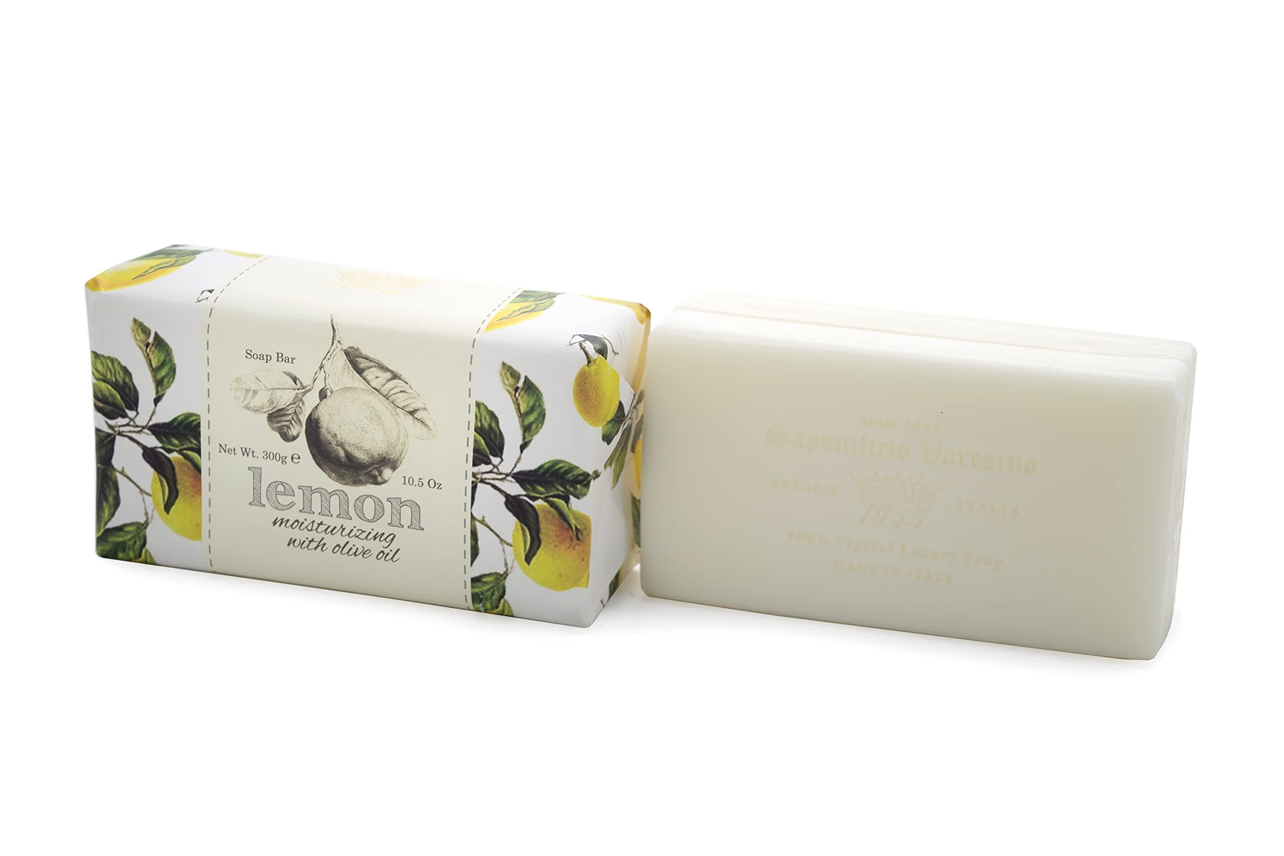 Saponificio Varesino Italian Triple Milled Handmade Soap With Moisturizing Olive Oil 10.5 ounce Bar (Lemon)