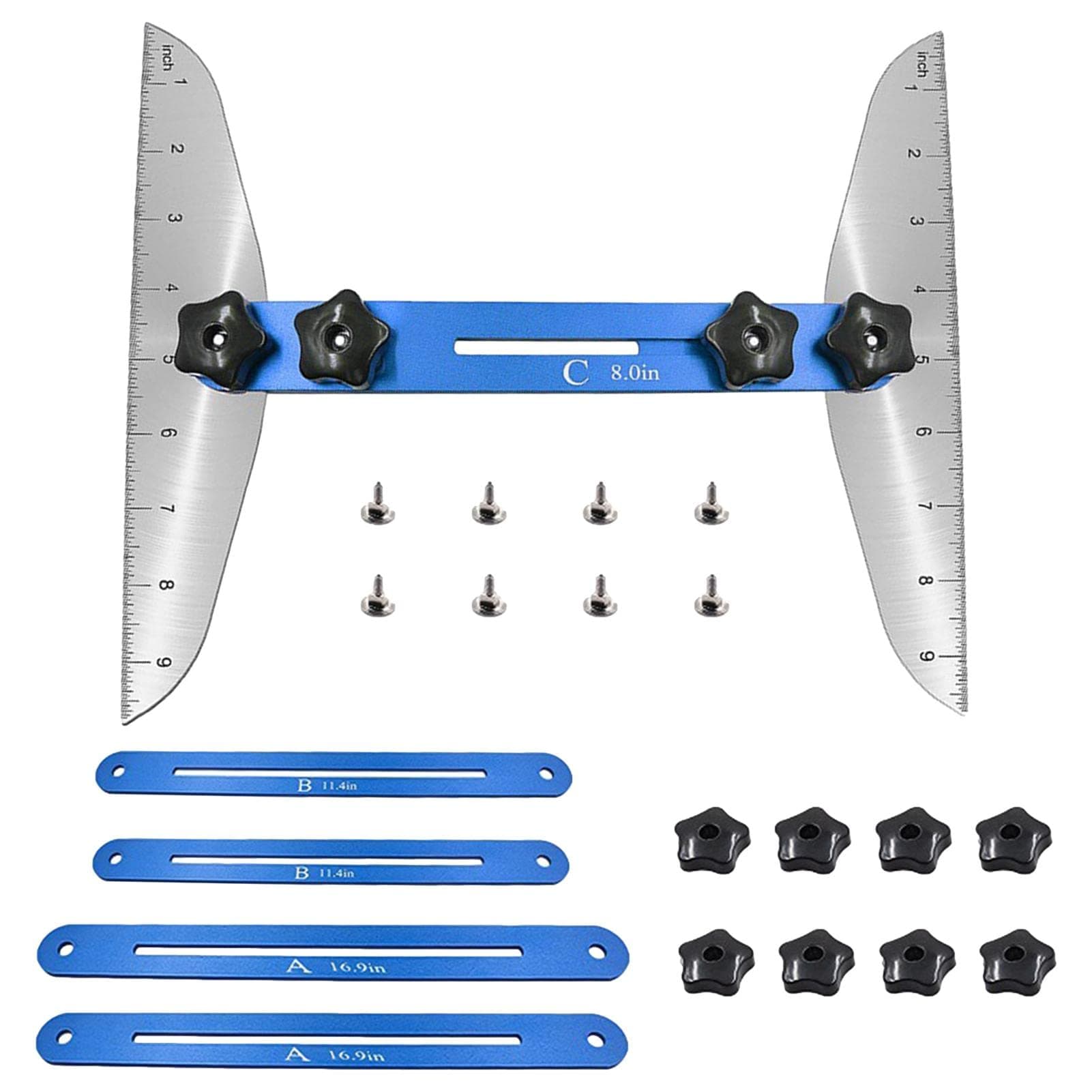 globalqi Stair Treads Gauge Template Tool - Jig, Measuring Tool, Shelf Scribe for Stairs, Risers, and Cutting Drywall, | Layout Design 10 Inches to 60