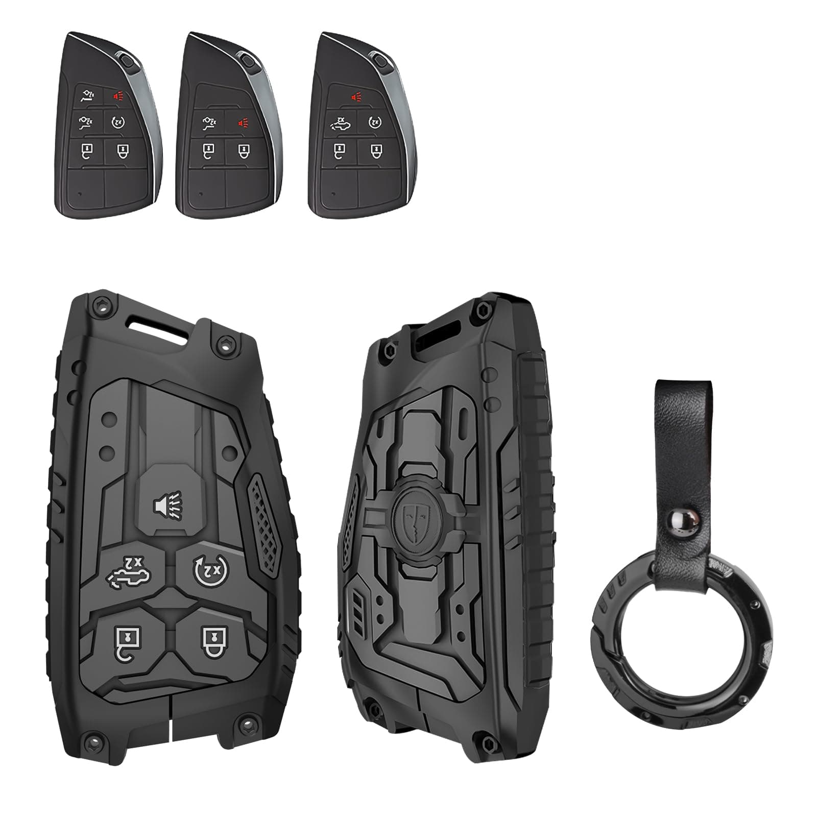 Heavy Zinc Alloy Key Fob Cover Metal Key Protective Case for 2022 -2025 Chevy Silverado 1500 GMC Sierra 1500, 2024 2025 Silverado Sierra 2500HD 3500HD 5 Buttons Smart Key