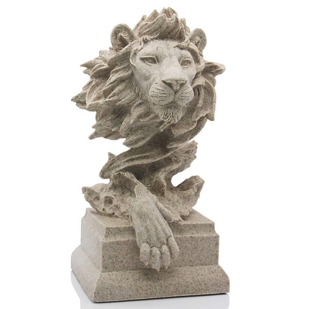 H&W Lion Statue,Sandstone Resin Sculptures for Men,Lion Figurines,Abstract Art Statue Collectible Figurines for Home Office Living Room Bookshelf Table Desktop Housewarming D¨¦cor