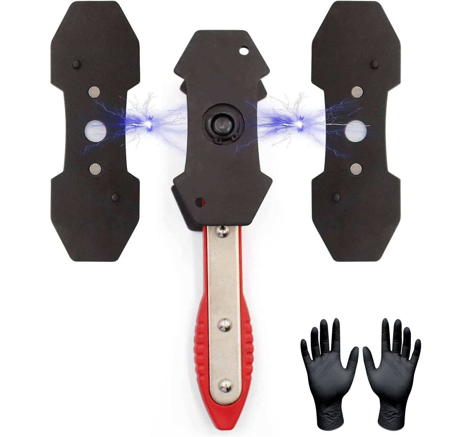 Brake Caliper Press, Universal Car Pad Ratcheting Caliper Piston Compression Tool with 2 pcs Steel Plates (Red)