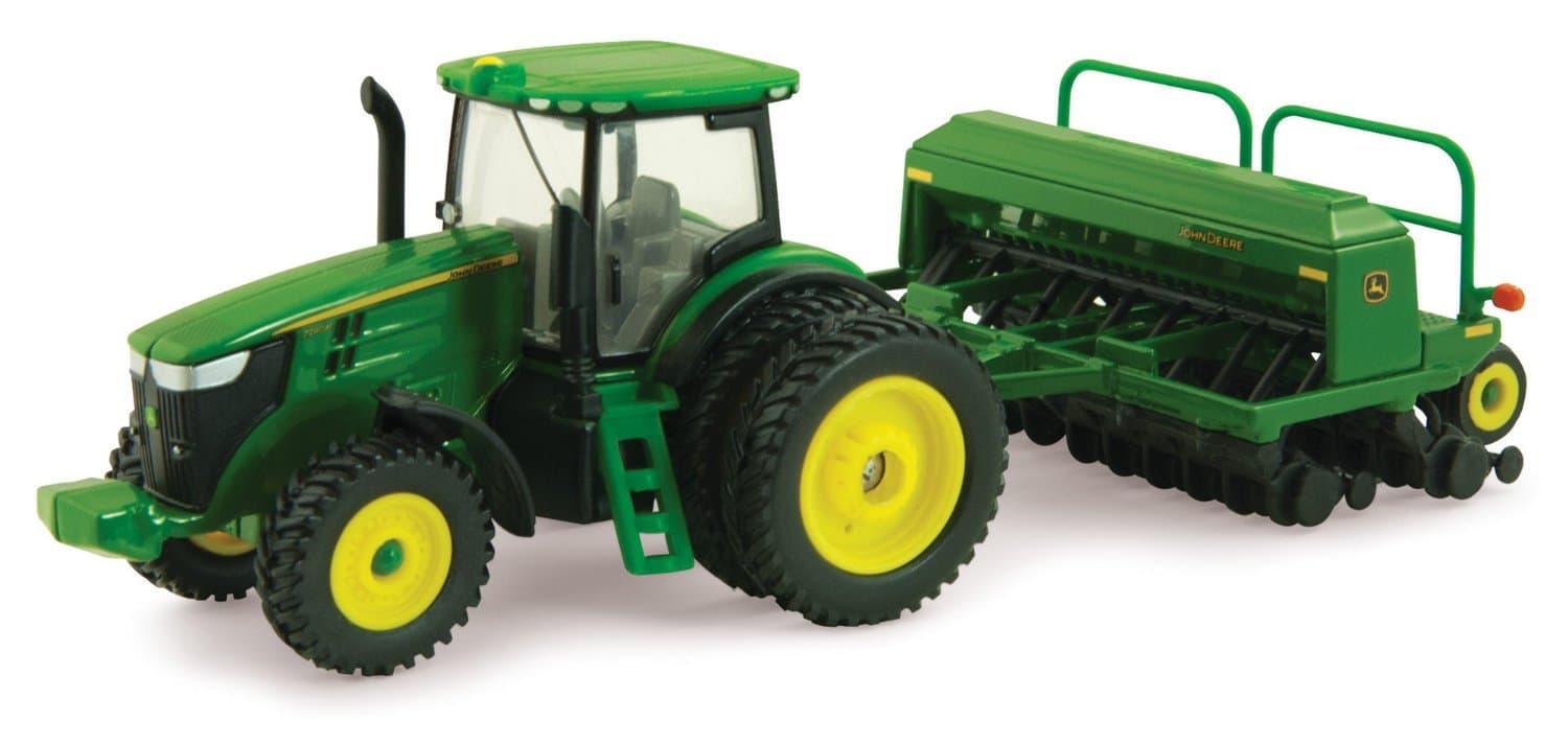 ERTL John Deere 7215R Tractor with 1590 Grain Drill Replica - 1:64 Scale - Authentic Die-Cast and Plastic Replica- John Deere Tractor Toys